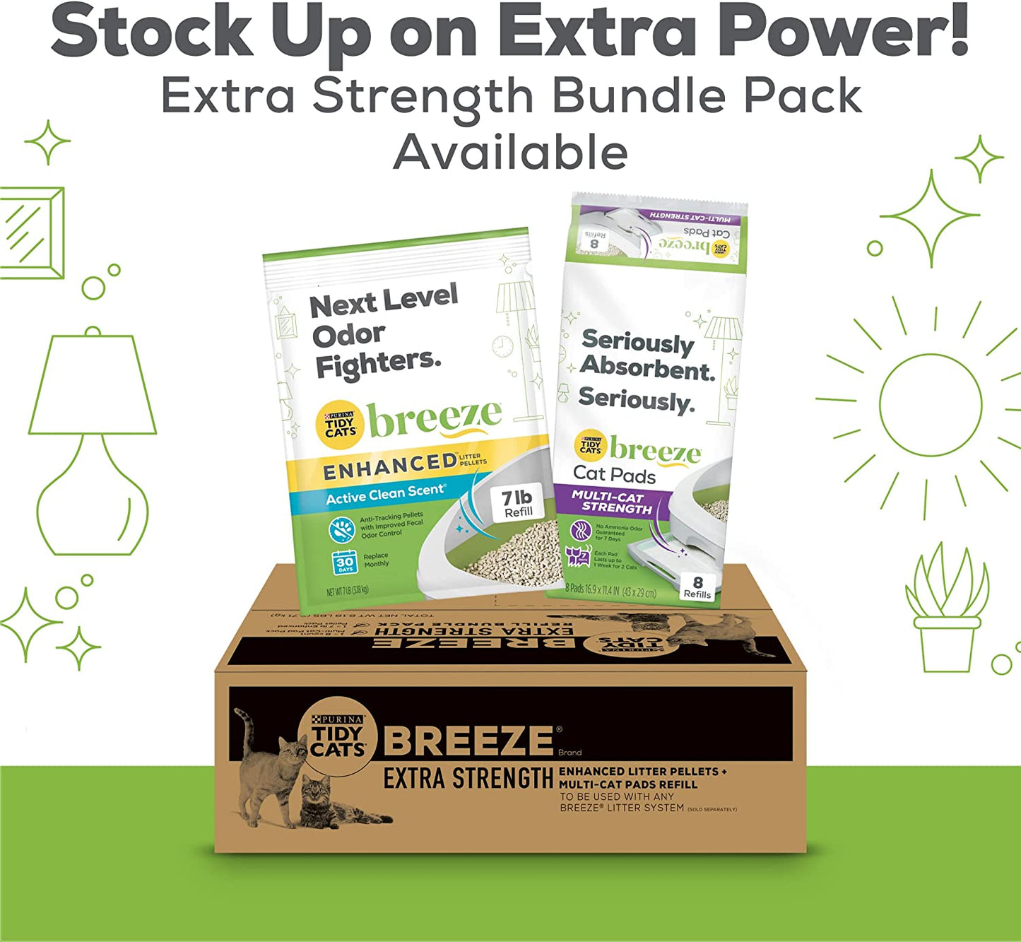 Purina Scented Litter Pellets, Breeze Enhanced Refill Litter Pellets in Recyclable Box - (4) 7 Lb. Bags
