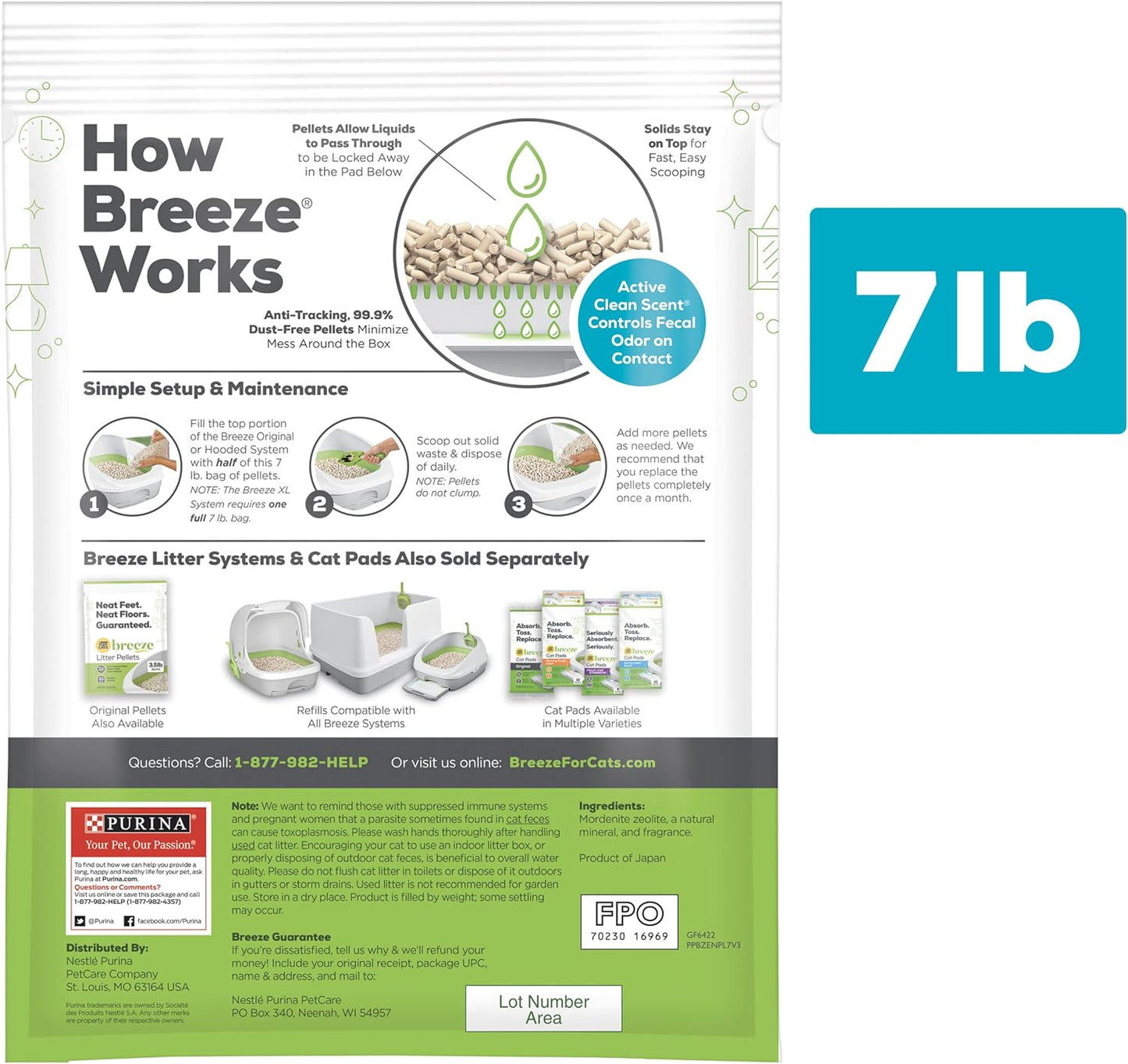 Purina Scented Litter Pellets, Breeze Enhanced Refill Litter Pellets in Recyclable Box - (4) 7 Lb. Bags