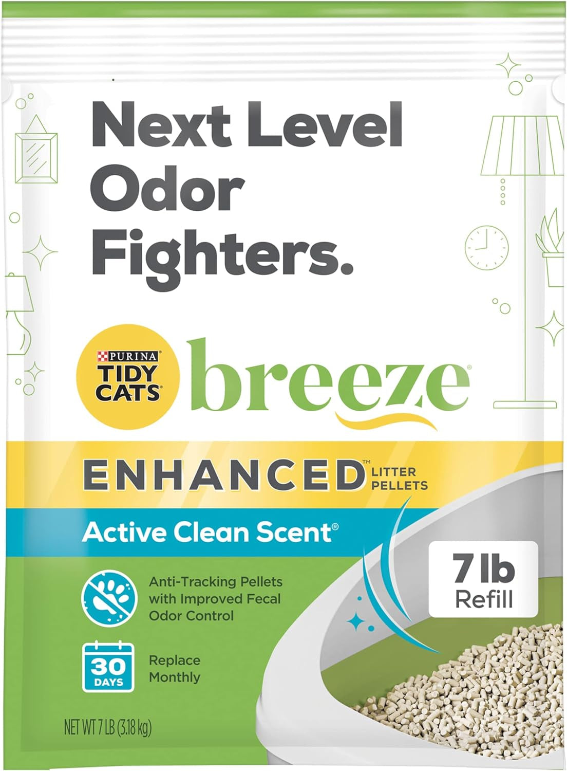 Purina Scented Litter Pellets, Breeze Enhanced Refill Litter Pellets in Recyclable Box - (4) 7 Lb. Bags