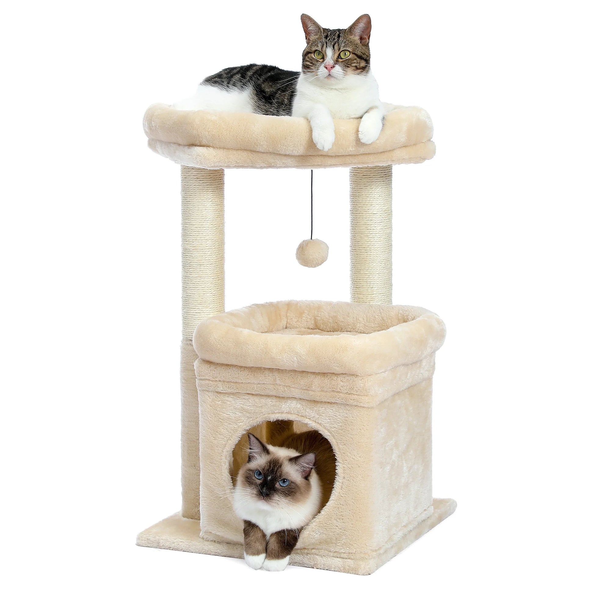 Cat Tree Condo 27" Cat Tower with Large Top Perch and Scratching Posts for Kittens and Medium Cats, Gray